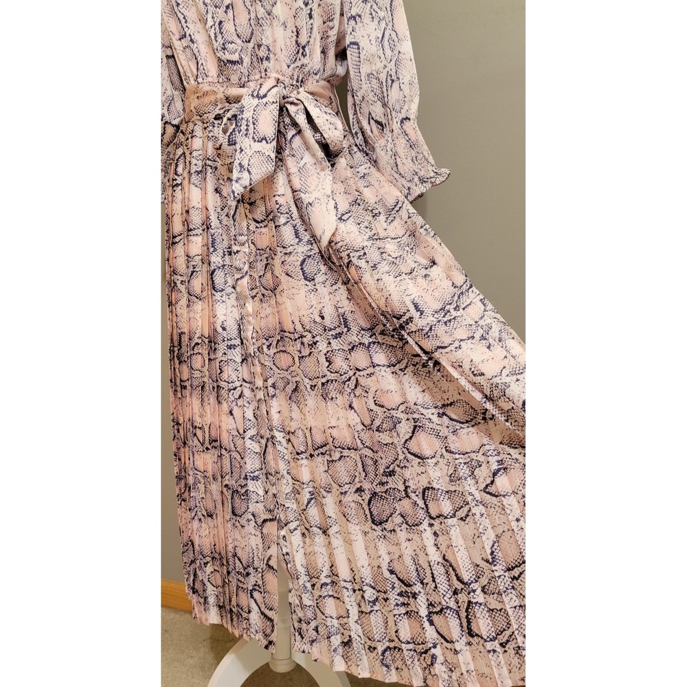 Garcia Pink & Navy Snake-Print Midi Button-Down Dress - Picture 9 of 9